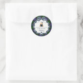 Preppy Coquette Bow Bear Tartan Birthday Favor Ronde Sticker (Tas)