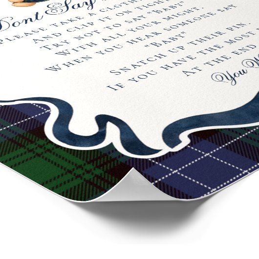 Preppy Coquette Bow Bear Tartan Dont Say Baby Game Poster (Hoek)