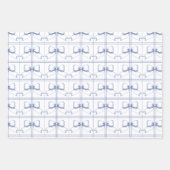 Preppy Coquette Bow Dusty Blue Line Drawn Wrapping Inpakpapier Vel (Voorkant)