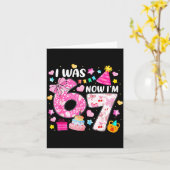 Preppy Coquette Bow I Was 6 Now I'm 7 7th Birthday Kaart (Gele Bloem)