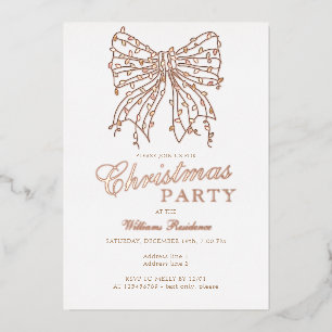 Preppy Coquette Bow Winter Christmas Lights Party Folie Uitnodiging