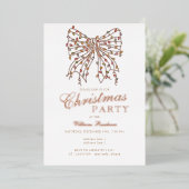 Preppy Coquette Bow Winter Christmas Lights Party Folie Uitnodiging (Staand Voorkant)