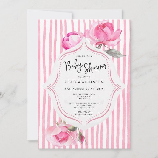Preppy Coquette Grandmillenial Girl Baby shower Kaart (Voorkant)