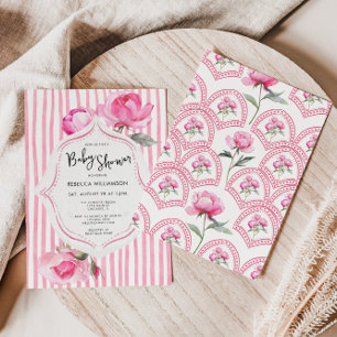 Preppy Coquette Grandmillenial Girl Baby shower Kaart