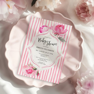 Preppy Coquette Grandmillenial Girl Baby shower Kaart