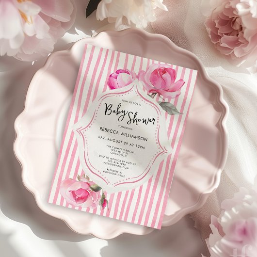 Preppy Coquette Grandmillenial Girl Baby shower Kaart