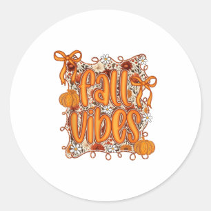 Preppy Coquette Herfst Vibes Floral Pumpkin Spice Ronde Sticker