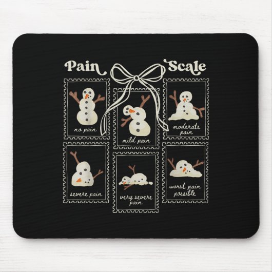 Preppy Coquette Pain Scale Stamps Snowmen Trauma E Muismat (Voorkant)