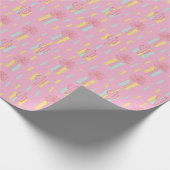 Preppy Coquette Retro Palmbomen & Cactus Patroon Cadeaupapier (Hoek)