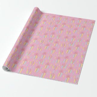 Preppy Coquette Retro Palmbomen & Cactus Patroon Cadeaupapier