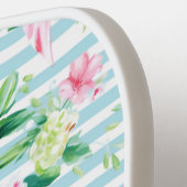 Preppy Coquette Roze Bows Blauwe Streep Monogram Pickleball Paddle (Links Detail)