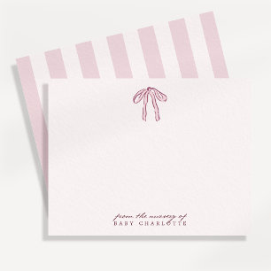 Preppy Coquette Roze Gestreepte Kraam Briefkaart
