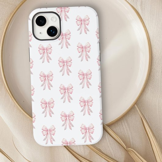 Preppy Coquette Roze strik Patroon Case-Mate iPhone Case