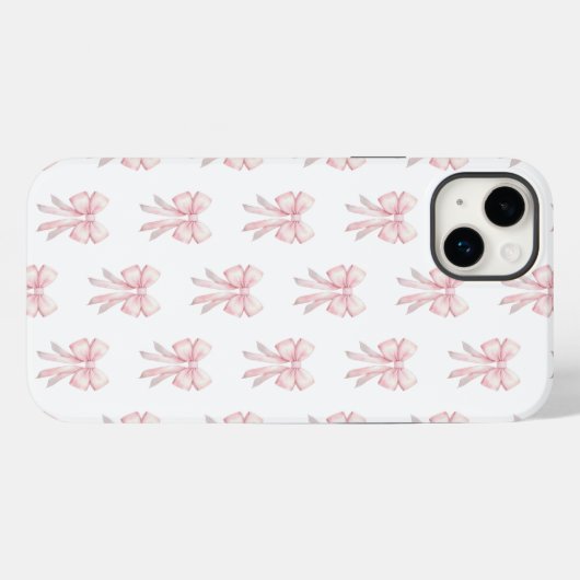 Preppy Coquette Roze strik Patroon Case-Mate iPhone Case (Achterkant (horizontaal))