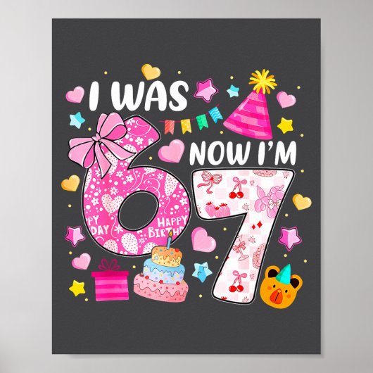 Preppy Coquette Strik Ik Was 6 Nu Ben Ik 7 7de Ver Poster (Voorkant)