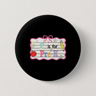 Preppy Coquette Strik P Is Voor Pre-k Docent Terug Ronde Button 5,7 Cm