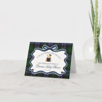 Preppy Coquette Strikje Beer Baby Bedankkaart