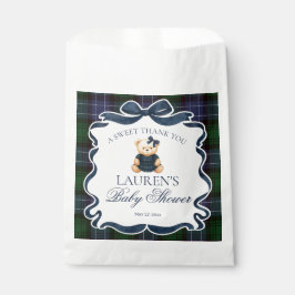 Preppy Coquette Strikje Beer Plaid Baby Shower Des Bedankzakje