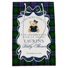 Preppy Coquette Strikje Beer Plaid Baby Shower Fav Medium Cadeauzakje