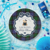 Preppy Coquette Strikje Beer Plaid Baby Shower  Papieren Bordje (Feest)
