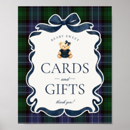 Preppy Coquette Strikje Beer Plaid Kaarten & Cadea Poster