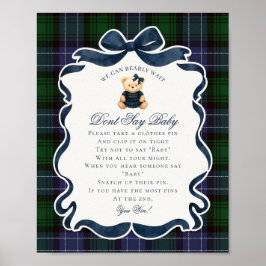 Preppy Coquette Strikje Beer Schotse Ruit Zeg Niet Poster