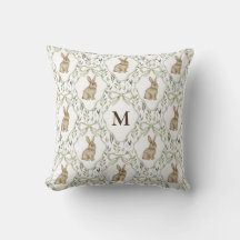 Preppy Coquette Watercolor Konijn Custom Monogram