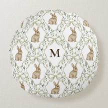 Preppy Coquette Watercolor Konijn Custom Monogram