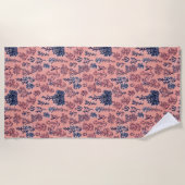 Preppy Coral Blue Pattern Strandlaken (Voorkant)