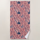 Preppy Coral Blue Pattern Strandlaken (Voorkant)