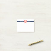 Preppy Coral Branch & Navy Stripe Post-it® Notes (Op bureau)