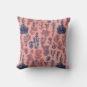 Preppy Coral en Blue Pattern Kussen