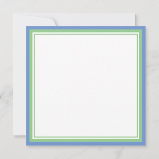 Preppy Cornflower Blue en Sage Green Monogram Notitiekaartje (Achterkant)