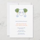 Preppy Couples Monogram Passen getrouwd Brunch Par Kaart (Voorkant)
