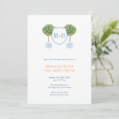 Preppy Couples Monogram Passen getrouwd Brunch Par Kaart (Staand voorkant)