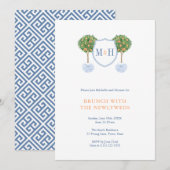 Preppy Couples Monogram Passen getrouwd Brunch Par Kaart (Voorkant / Achterkant)