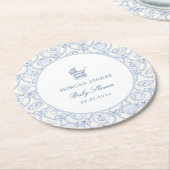 Preppy Couquette Coastal Baby Shower Ronde Kartonnen Onderzetter (Gebogen)