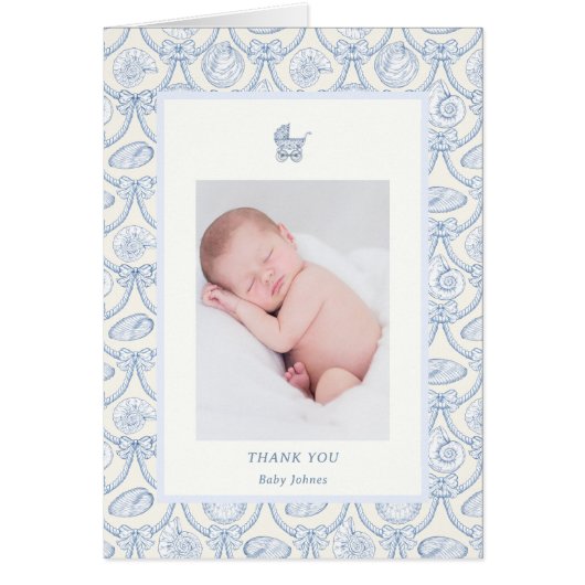 Preppy Couquette Kust Baby Bedanktkaart (Voorkant)