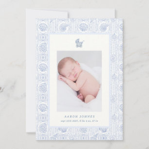 Preppy Couquette Kust Baby Geboorteaankondiging Kaart