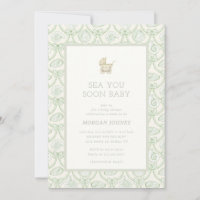 Preppy Couquette Kust Baby Shower Uitnodiging