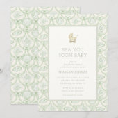 Preppy Couquette Kust Baby Shower Uitnodiging (Voorkant / Achterkant)