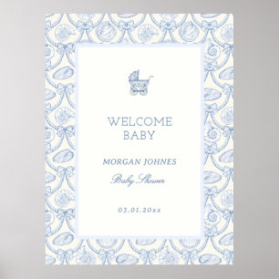 Preppy Couquette Kust Baby Shower Welkom Poster