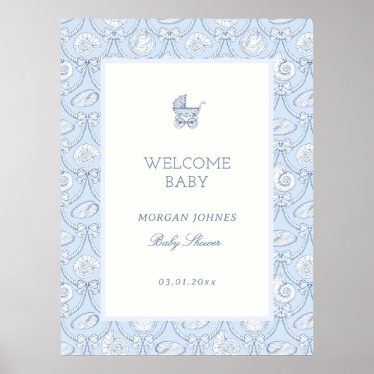 Preppy Couquette Kust Baby Shower Welkom Poster (Voorkant)