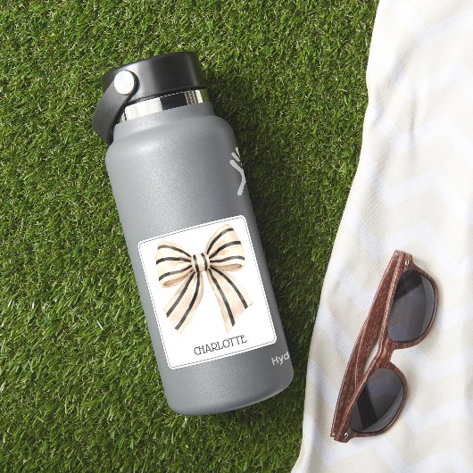 Preppy Crème en Zwarte Streep Strik Sticker (HydroFlask Insitu)