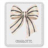 Preppy Crème en Zwarte Streep Strik Sticker (Voorkant)
