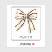 Preppy Crème en Zwarte Streep Strik Sticker (Vel)