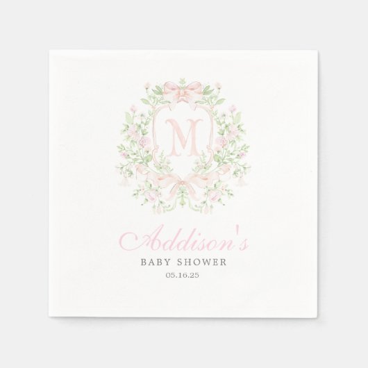 Preppy Crest Baby Shower Invitation Servet (Voorkant)