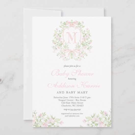 Preppy Crest Baby shower uitnodiging (Voorkant)