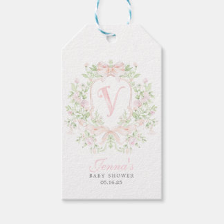 Preppy Crest Baby Shower Uitnodiging Cadeaulabel