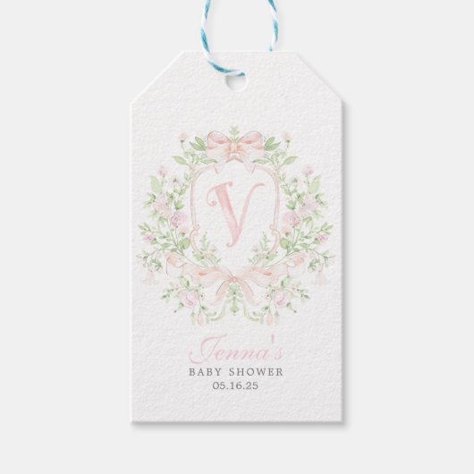 Preppy Crest Baby Shower Uitnodiging Cadeaulabel (Voorkant)